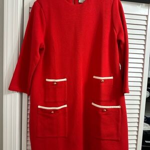 Tuckernuck Red Long Sleeve Dress with Pocket Accents